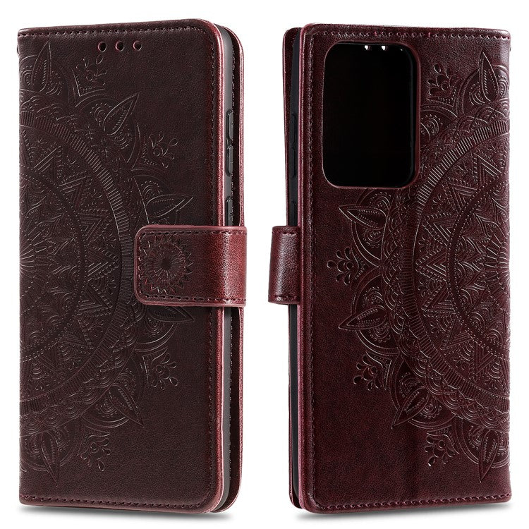 Imprint Flower Leather Wallet Phone Casing for Samsung Galaxy S20 Ultra