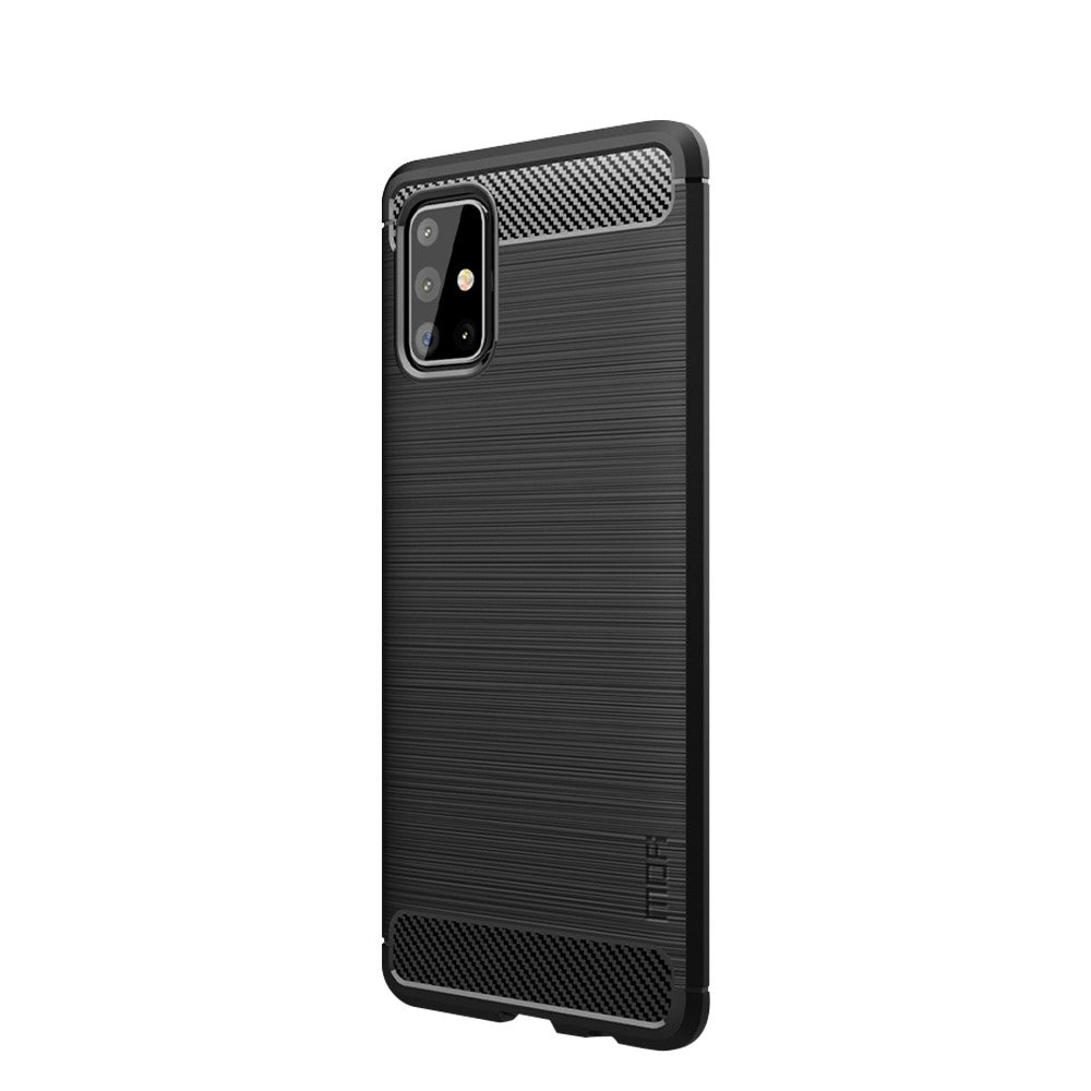 MOFI Kolfiberstruktur Borstad TPU Baksida Skal för Samsung Galaxy A71 A715