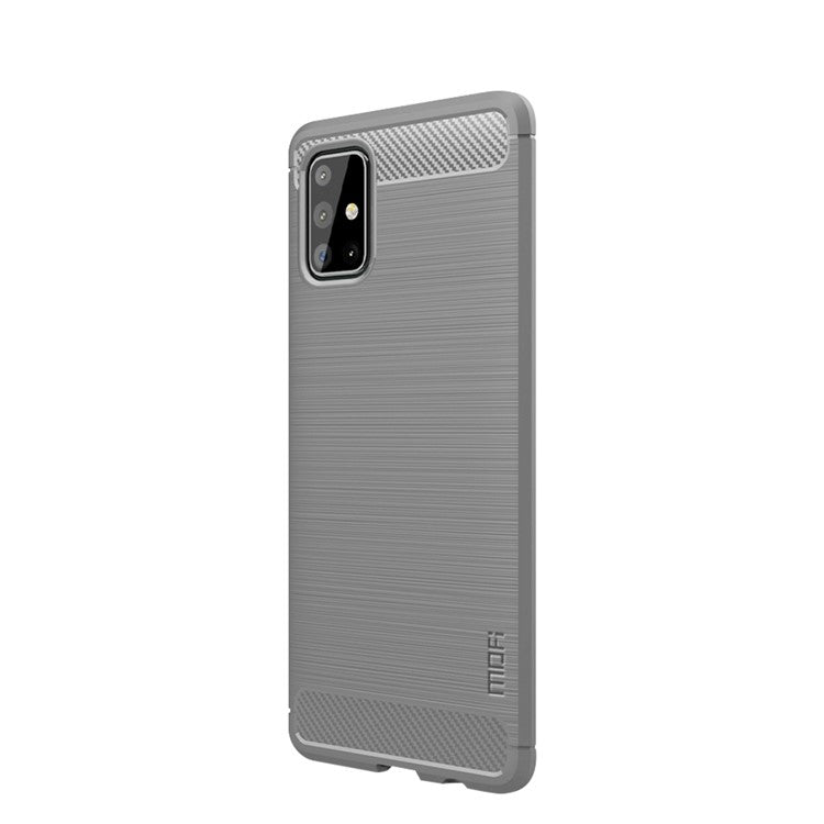 MOFI Kolfiberstruktur Borstad TPU Baksida Skal för Samsung Galaxy A71 A715