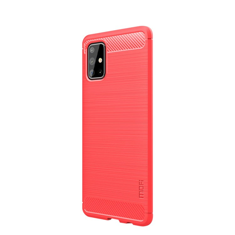 MOFI Kolfiberstruktur Borstad TPU Baksida Skal för Samsung Galaxy A71 A715