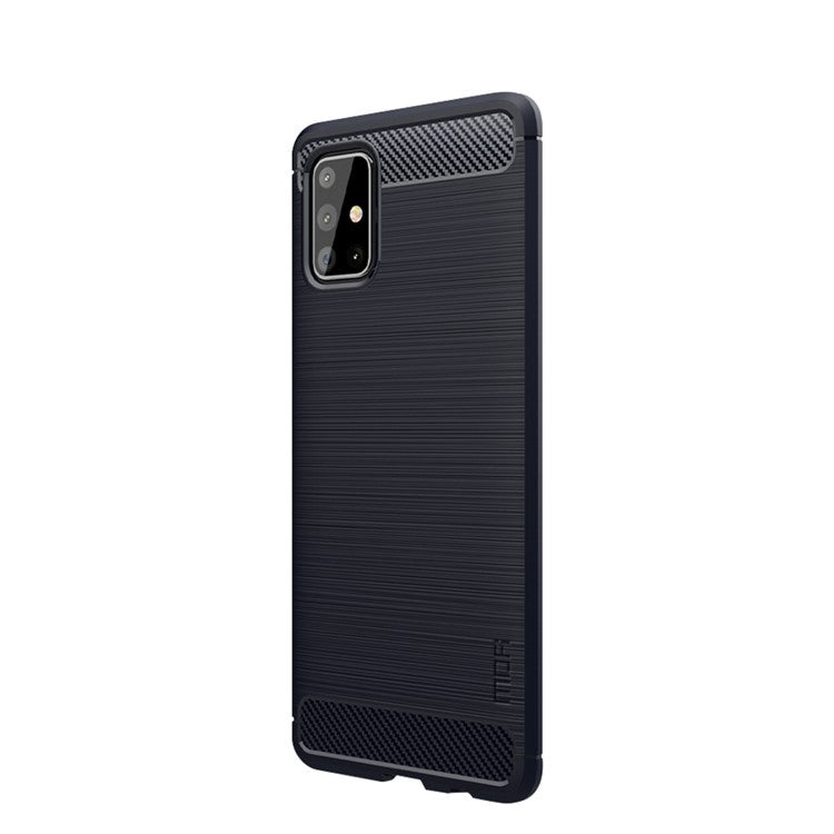 MOFI Kolfiberstruktur Borstad TPU Baksida Skal för Samsung Galaxy A71 A715