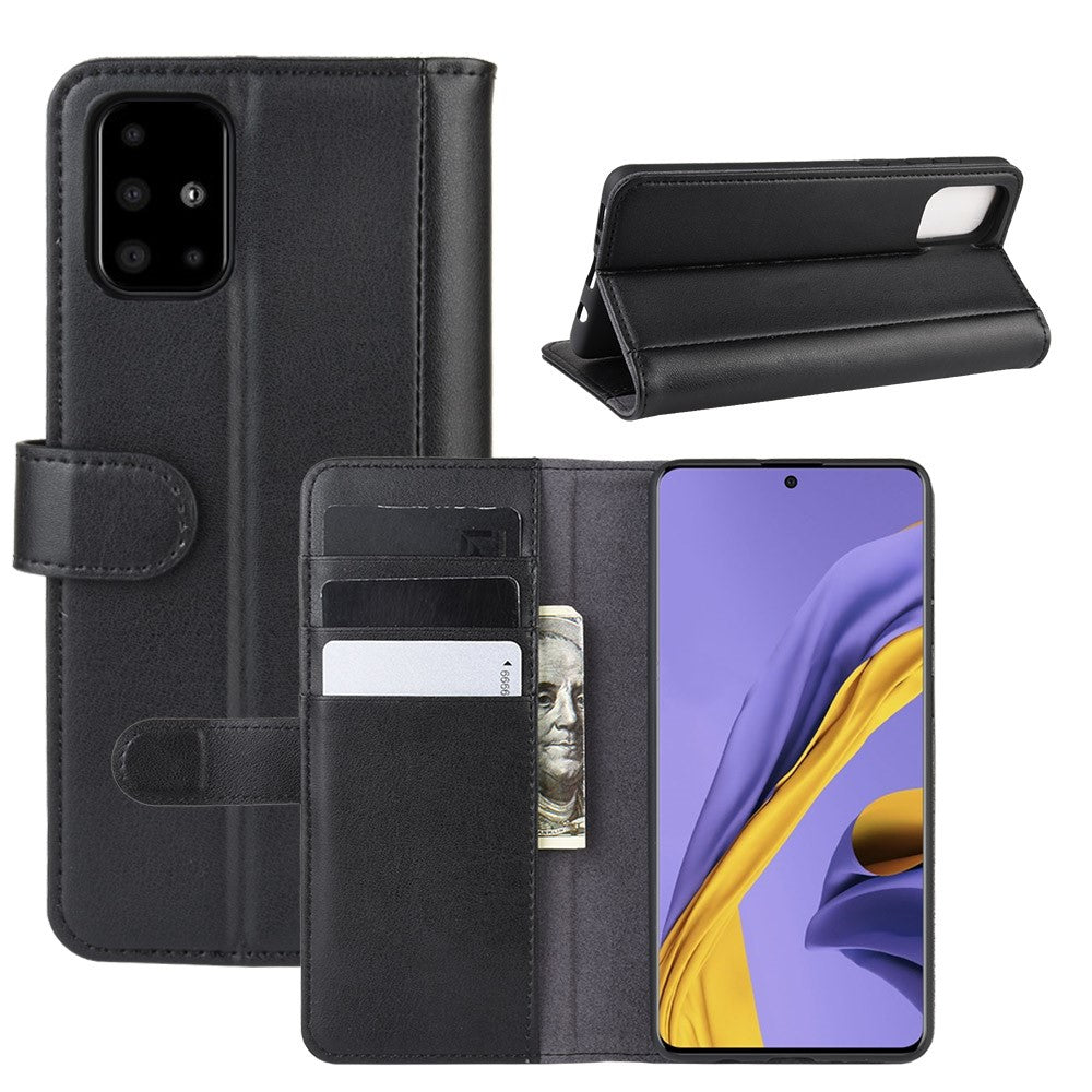 For Samsung Galaxy A51 Phone Cases Genuine Split Leather Wallet Mobile Cover Stand