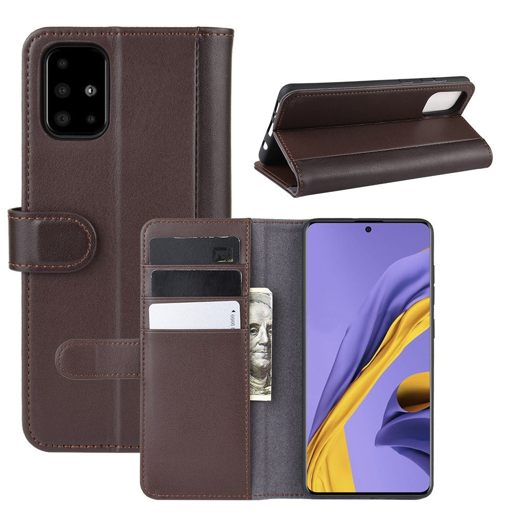 For Samsung Galaxy A51 Phone Cases Genuine Split Leather Wallet Mobile Cover Stand