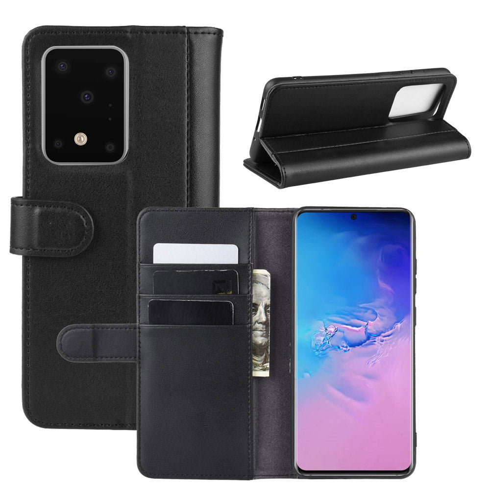 For Samsung Galaxy S20 Ultra Phone Cases Genuine Split Leather Wallet Mobile Cover Stand