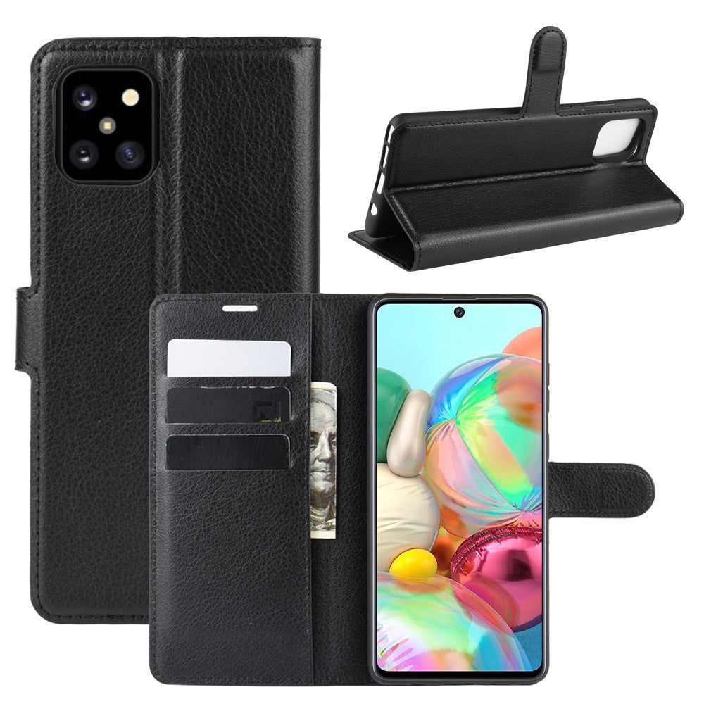 Litchi Skin Pung Flip Lædercover til Galaxy A81 / Note 10 Lite / M60s