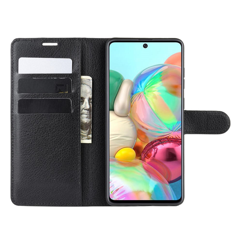 Litchi Skin Pung Flip Lædercover til Galaxy A81 / Note 10 Lite / M60s