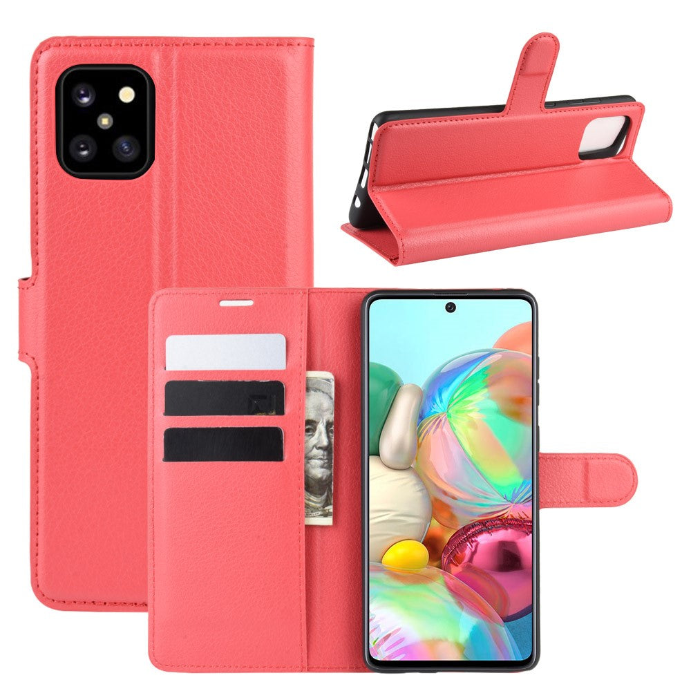 Litchi Skin Wallet Flip Leather Case for Galaxy A81 / Note 10 Lite / M60s