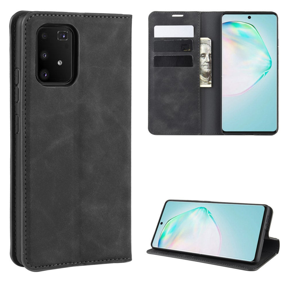 Silky Touch-læderpungcover til Samsung Galaxy A91 / S10 Lite / M80s