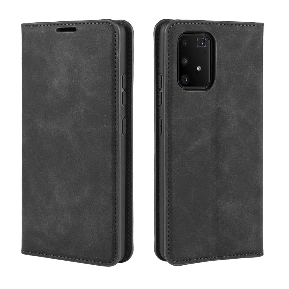 Silky Touch-læderpungcover til Samsung Galaxy A91 / S10 Lite / M80s
