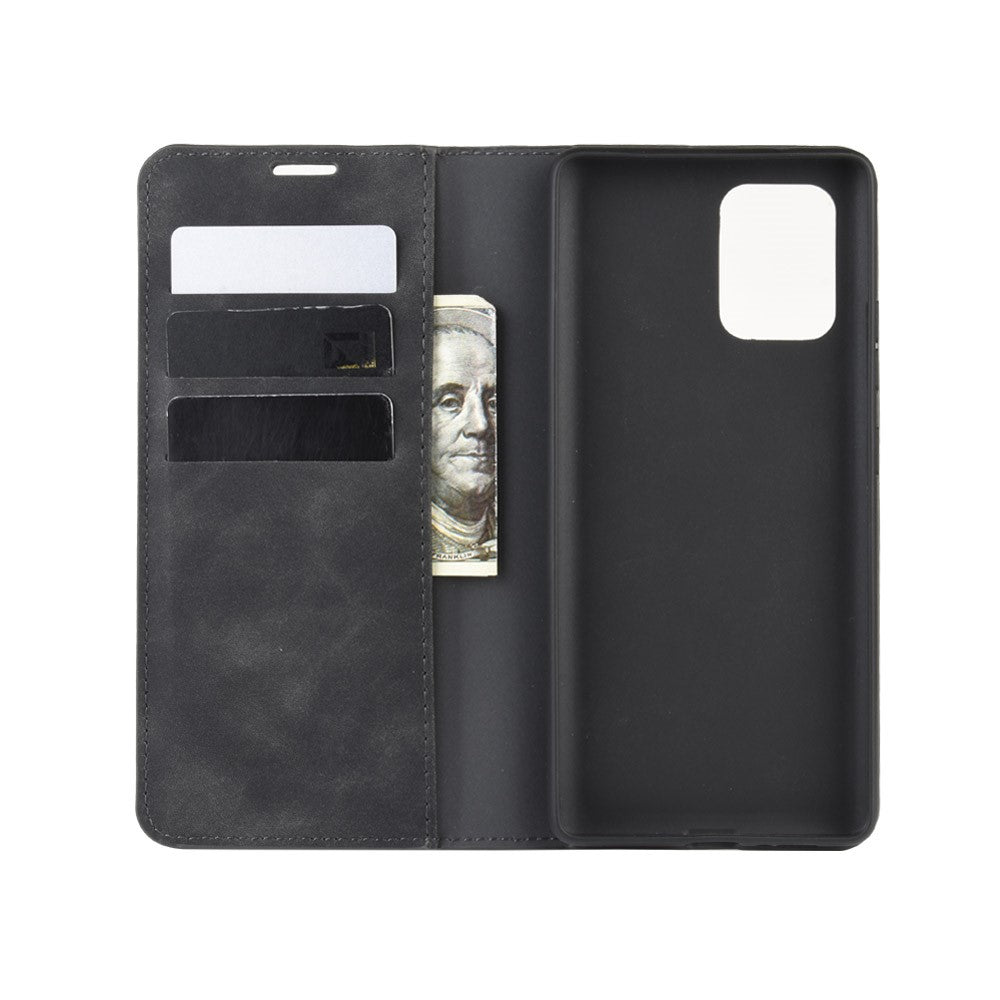 Silky Touch-læderpungcover til Samsung Galaxy A91 / S10 Lite / M80s