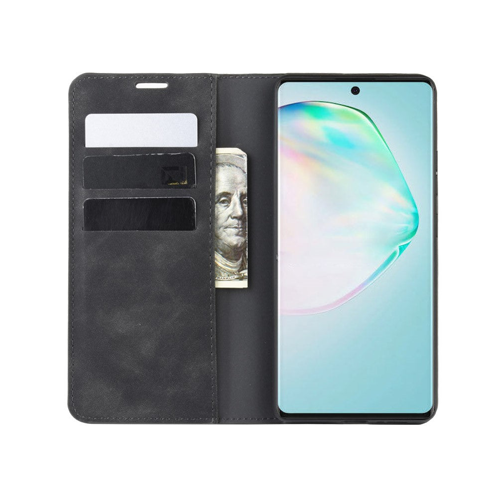 Silky Touch-læderpungcover til Samsung Galaxy A91 / S10 Lite / M80s