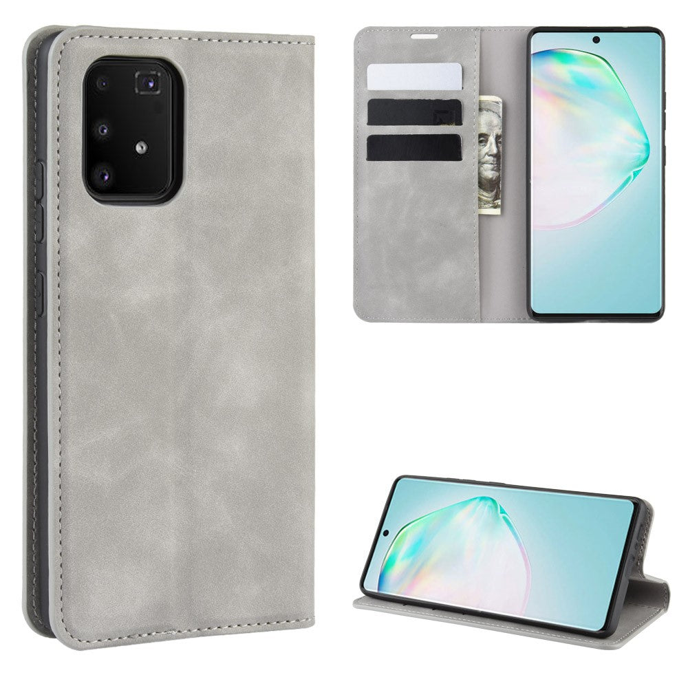 Silky Touch-læderpungcover til Samsung Galaxy A91 / S10 Lite / M80s