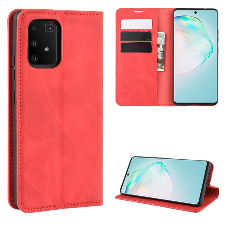 Silkeslent Läderplånboksfodral för Samsung Galaxy A91 / S10 Lite / M80s