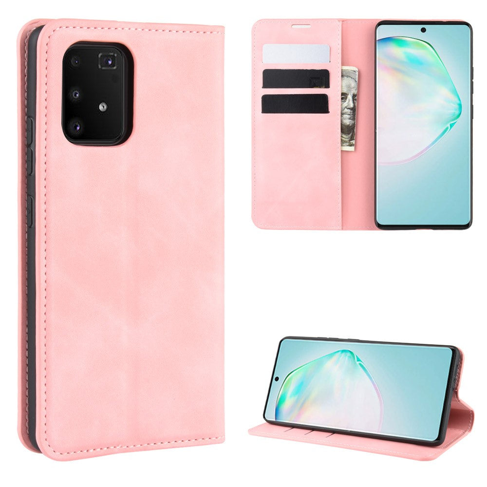 Silkeslent Läderplånboksfodral för Samsung Galaxy A91 / S10 Lite / M80s