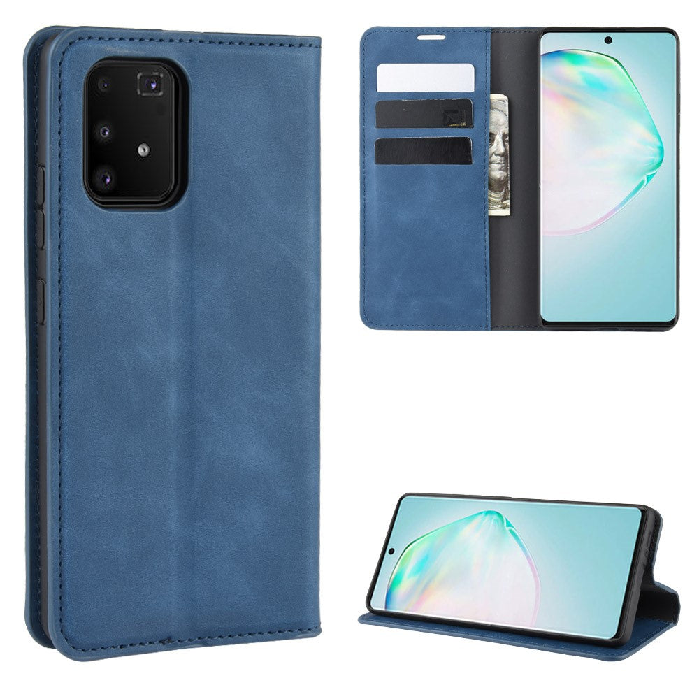 Silky Touch-læderpungcover til Samsung Galaxy A91 / S10 Lite / M80s