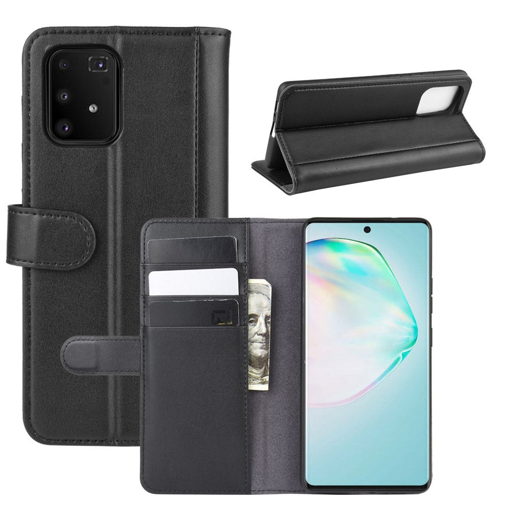 For Samsung Galaxy A91 / S10 Lite / M80s Phone Cases Genuine Split Leather Wallet Mobile Cover Stand