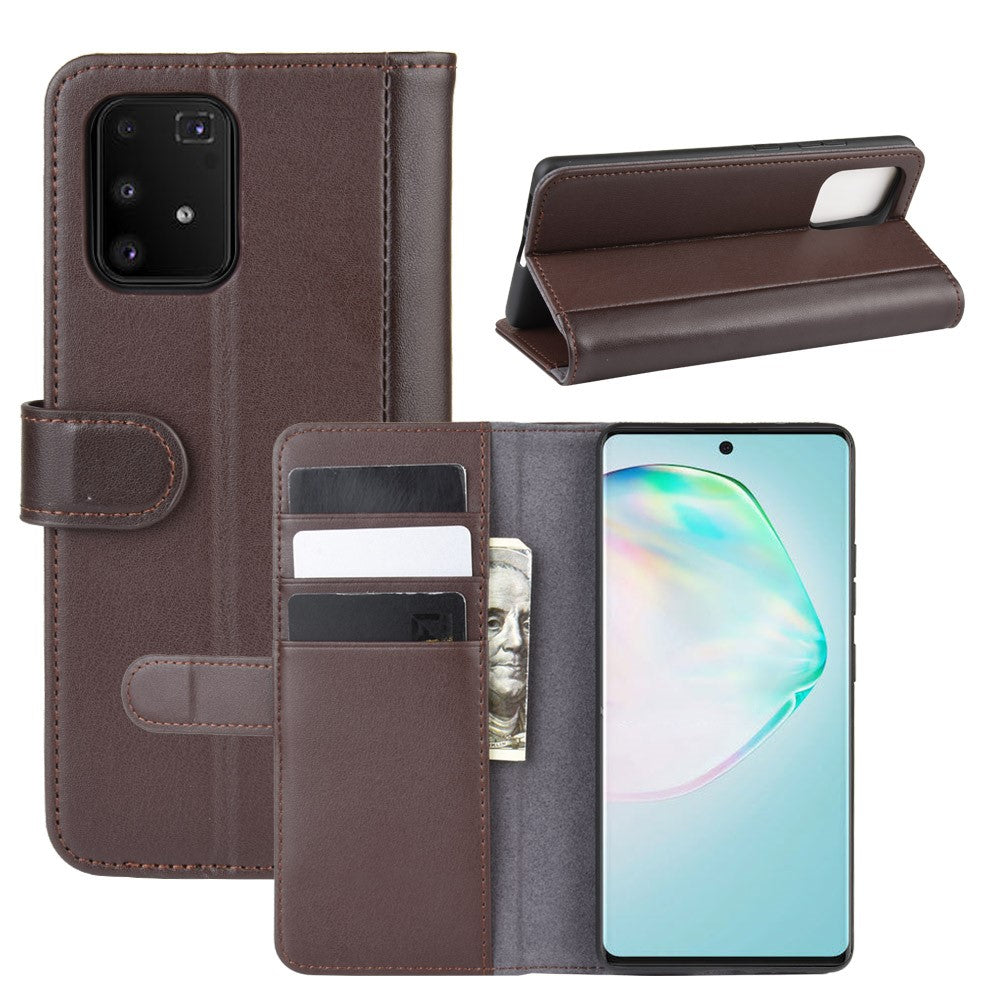 For Samsung Galaxy A91 / S10 Lite / M80s Phone Cases Genuine Split Leather Wallet Mobile Cover Stand
