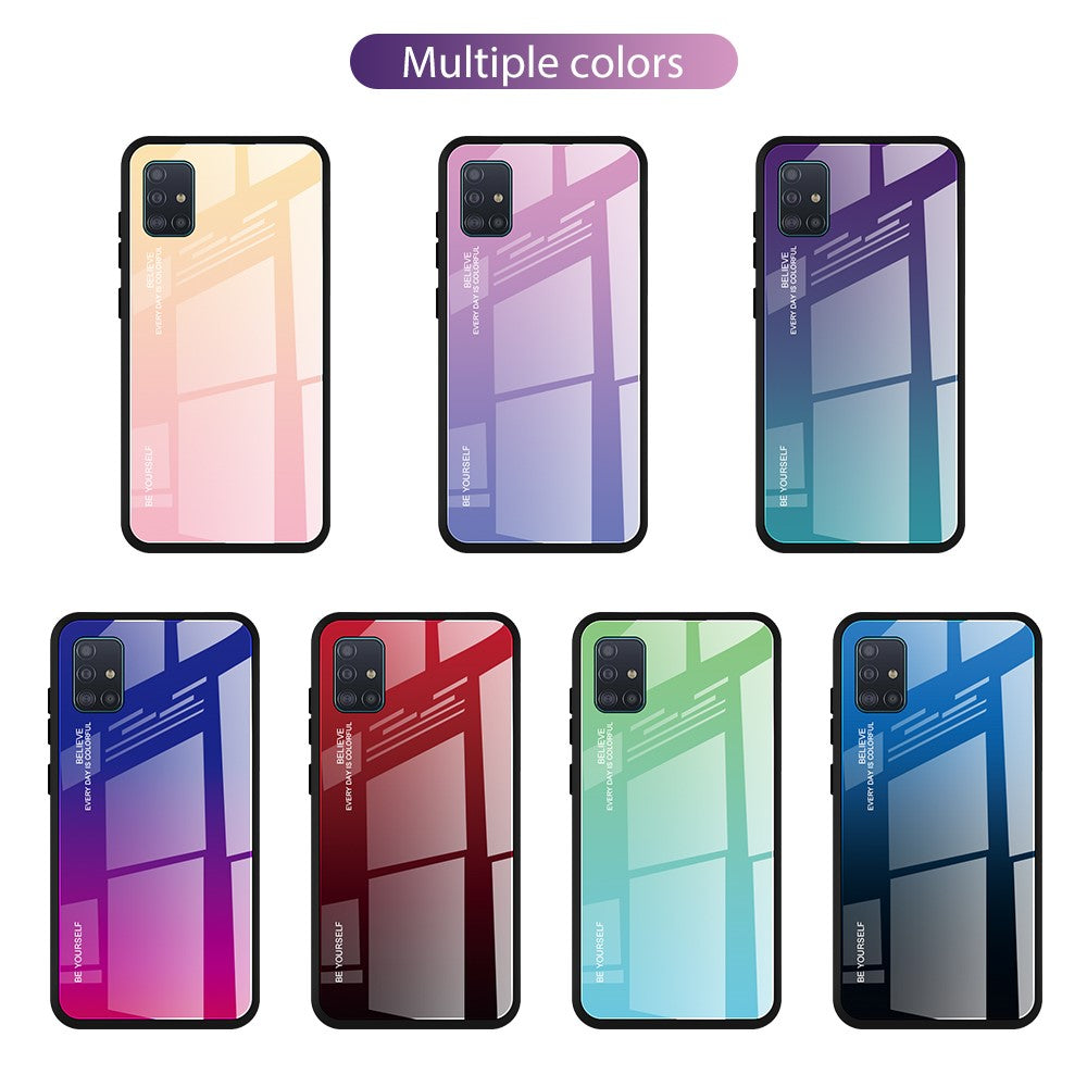 Gradient Color Glass + TPU Cell Phone Cover for Samsung Galaxy A51