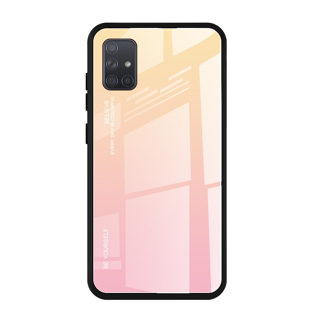 Anti-Drop Full Protection Gradient Color Glass + TPU Cell Phone Casing for Samsung Galaxy A71