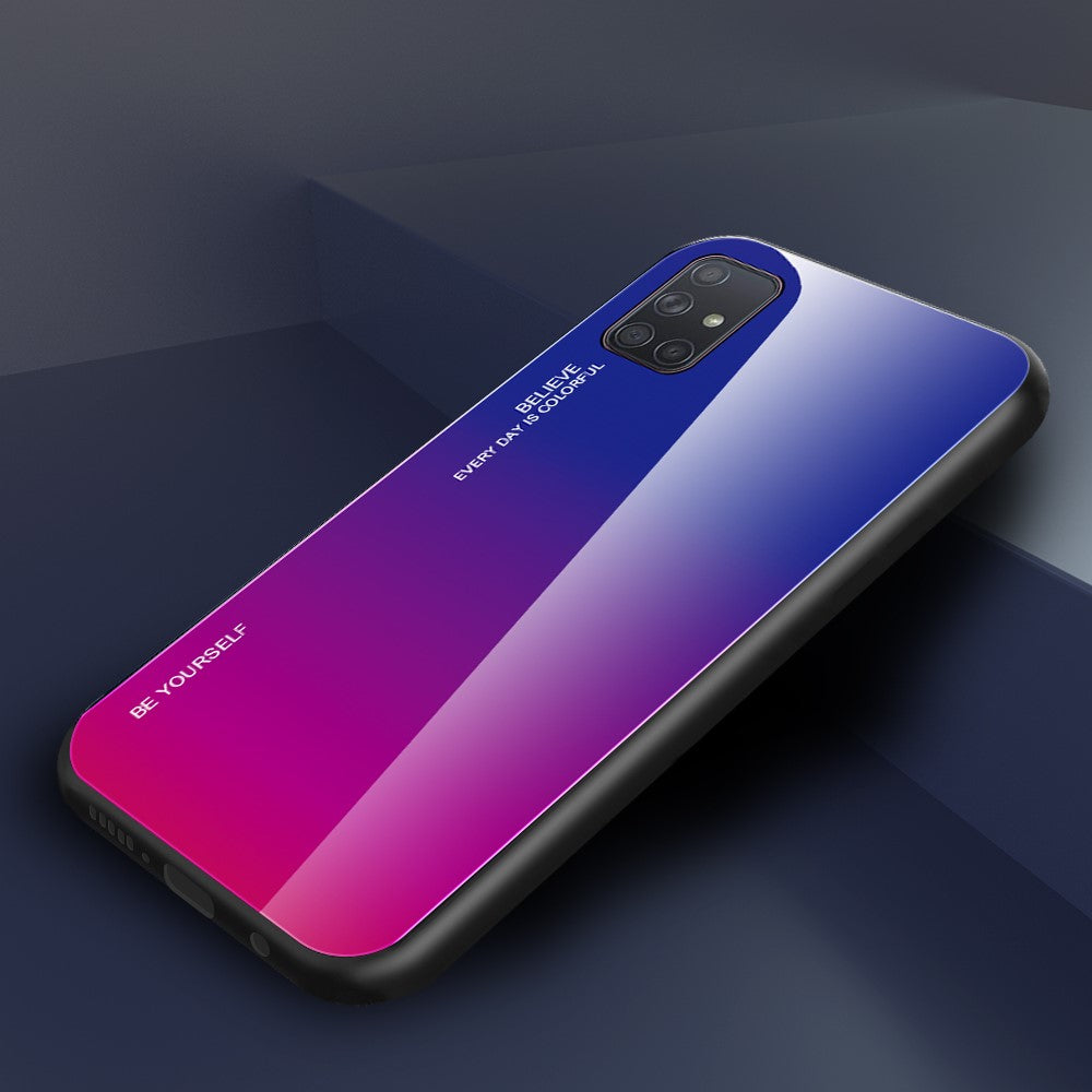 Anti-Drop Full Protection Gradient Color Glass + TPU Cell Phone Casing for Samsung Galaxy A71