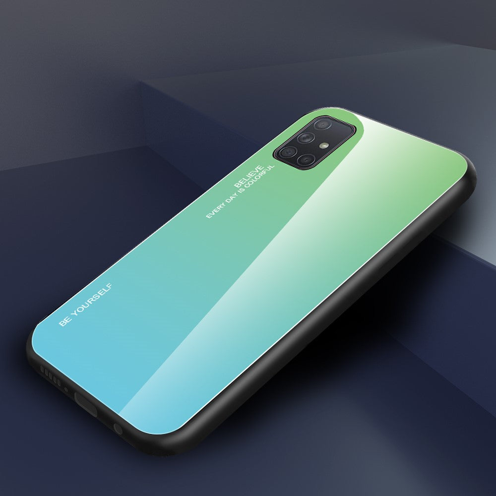 Anti-Drop Full Protection Gradient Color Glass + TPU Cell Phone Casing for Samsung Galaxy A71