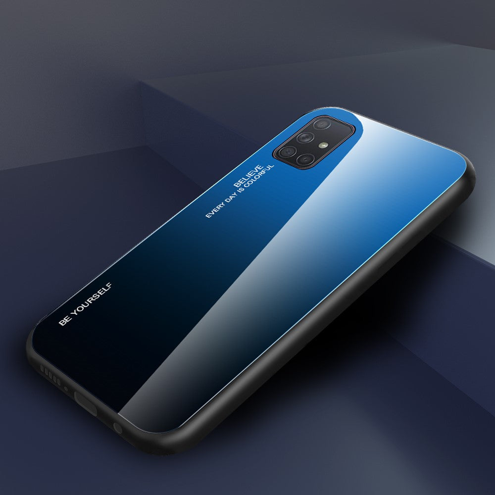 Anti-Drop Full Protection Gradient Color Glass + TPU Cell Phone Casing for Samsung Galaxy A71