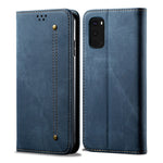 Retro Style Jeans Cloth Leather Wallet Case for Samsung Galaxy S20 4G/S20 5G