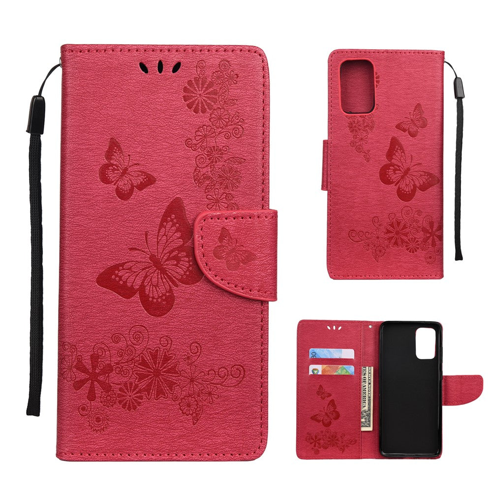 Imprint Butterfly Flower Leather Wallet Phone Case for Samsung Galaxy S20 4G/S20 5G