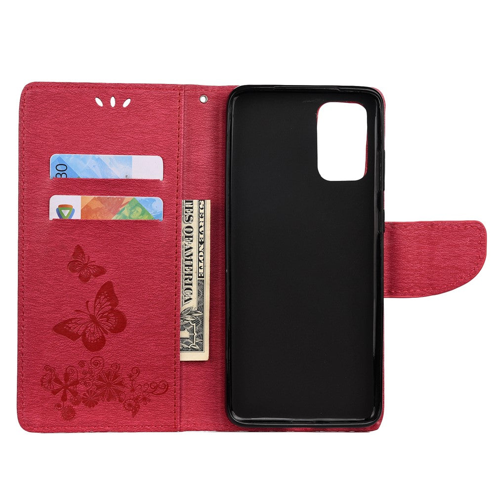 Imprint Butterfly Flower Leather Wallet Phone Case for Samsung Galaxy S20 4G/S20 5G