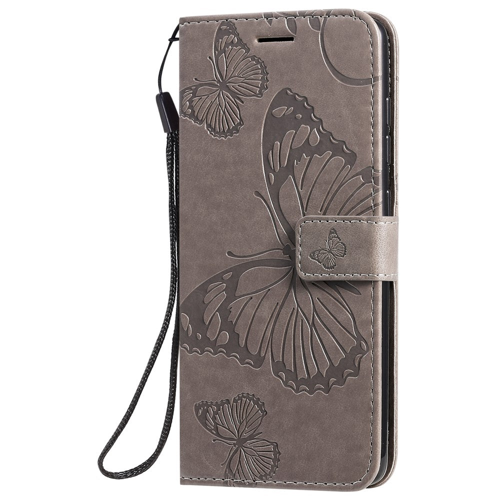 Til Samsung Galaxy A51 Pung Etui Blomstret Sommerfugl Præget Læder Telefoncover Stand