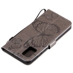 Til Samsung Galaxy A51 Pung Etui Blomstret Sommerfugl Præget Læder Telefoncover Stand