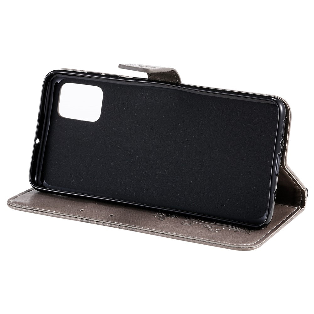 Til Samsung Galaxy A51 Pung Etui Blomstret Sommerfugl Præget Læder Telefoncover Stand