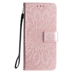 For Samsung Galaxy A51 Phone Case Sunflower Imprinted Leather Wallet Stand Cover with Strap