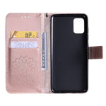 For Samsung Galaxy A51 Phone Case Sunflower Imprinted Leather Wallet Stand Cover with Strap