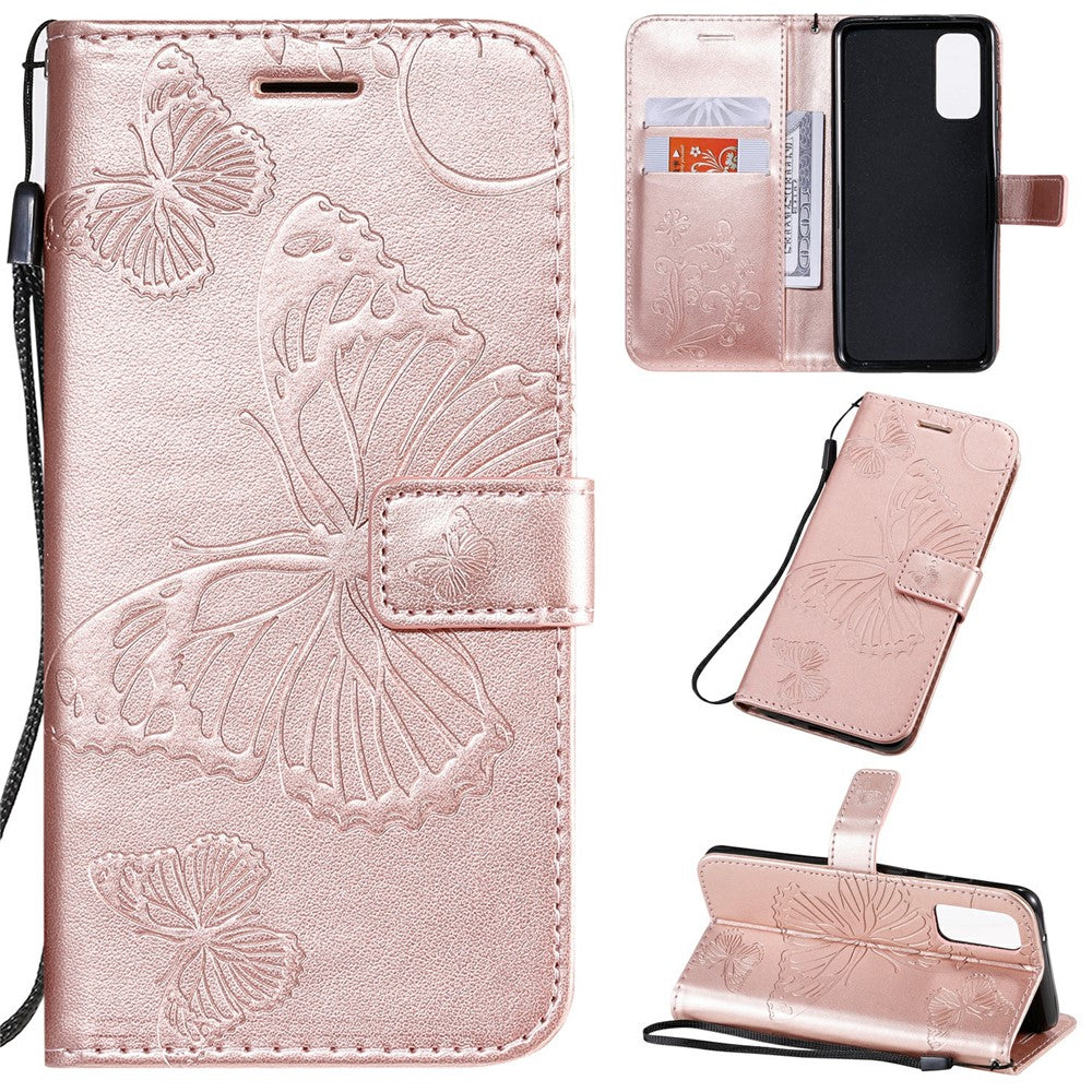 For Samsung Galaxy S20 4G / S20 5G Wallet Case Floral Butterfly Imprinted Leather Phone Cover Stand