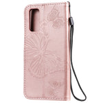 For Samsung Galaxy S20 4G / S20 5G Wallet Case Floral Butterfly Imprinted Leather Phone Cover Stand