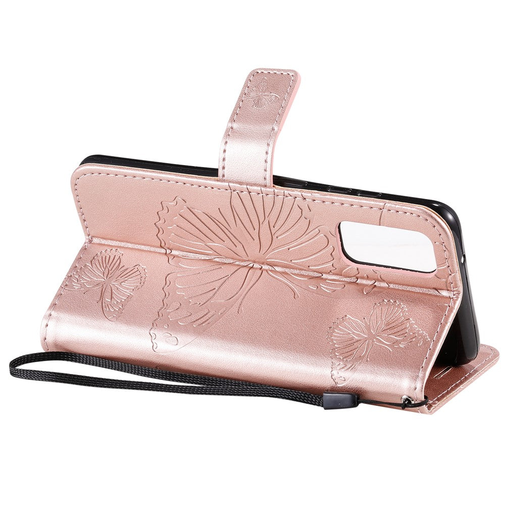 For Samsung Galaxy S20 4G / S20 5G Wallet Case Floral Butterfly Imprinted Leather Phone Cover Stand