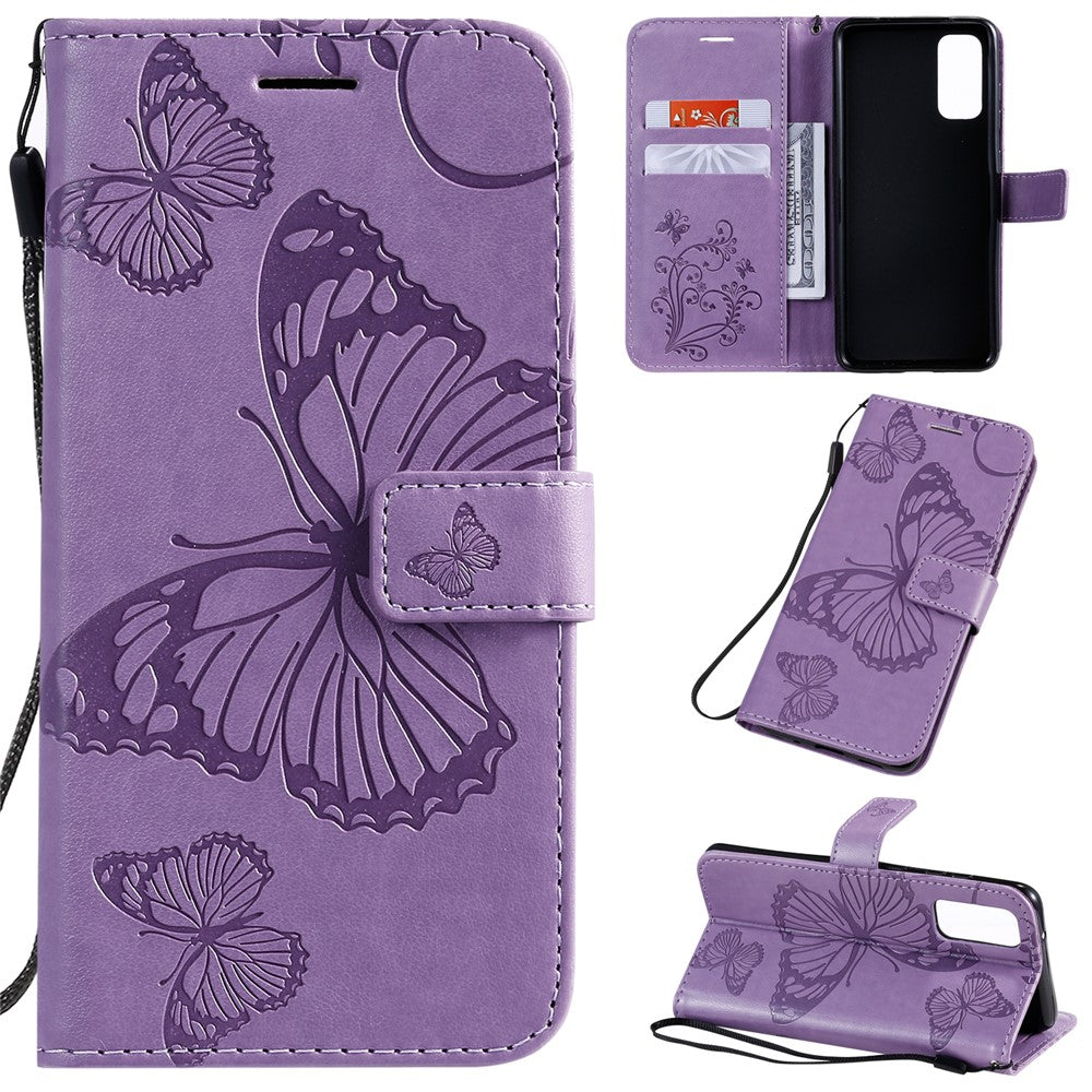 For Samsung Galaxy S20 4G / S20 5G Wallet Case Floral Butterfly Imprinted Leather Phone Cover Stand