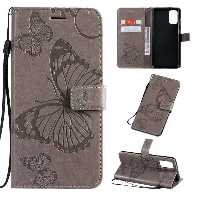 For Samsung Galaxy S20 Plus Wallet Case Floral Butterfly Imprinted Leather Phone Cover Stand