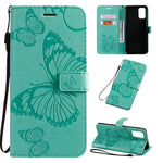 For Samsung Galaxy S20 Plus Wallet Case Floral Butterfly Imprinted Leather Phone Cover Stand