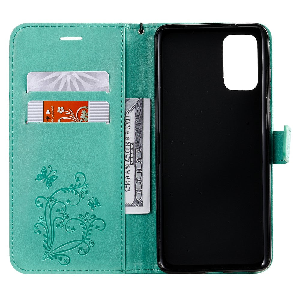 For Samsung Galaxy S20 Plus Wallet Case Floral Butterfly Imprinted Leather Phone Cover Stand