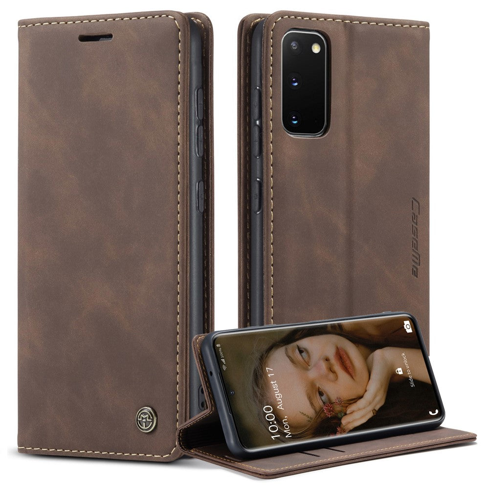 CASEME 013 Series Auto-absorbed Flip Læder Pung Etui til Samsung Galaxy S20 4G/S20 5G