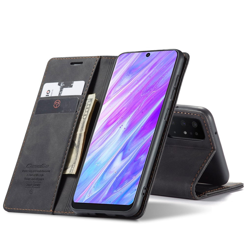 CASEME 013 Series Auto-absorbed Business Læderpung Stativ Telefoncover til Samsung Galaxy S20 Plus