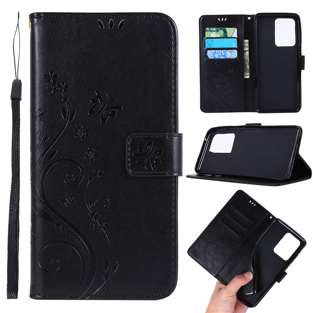 Imprint Butterflies Wallet Stand Flip Leather Phone Case for Samsung Galaxy S20 Ultra