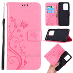 Imprint Butterflies Wallet Stand Flip Leather Phone Case for Samsung Galaxy S20 Ultra