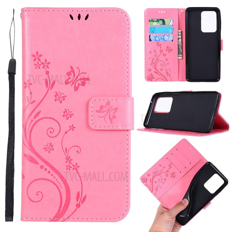 Imprint Butterflies Wallet Stand Flip Leather Phone Case for Samsung Galaxy S20 Ultra