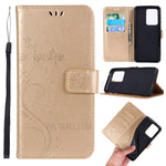 Imprint Butterflies Wallet Stand Flip Leather Phone Case for Samsung Galaxy S20 Ultra