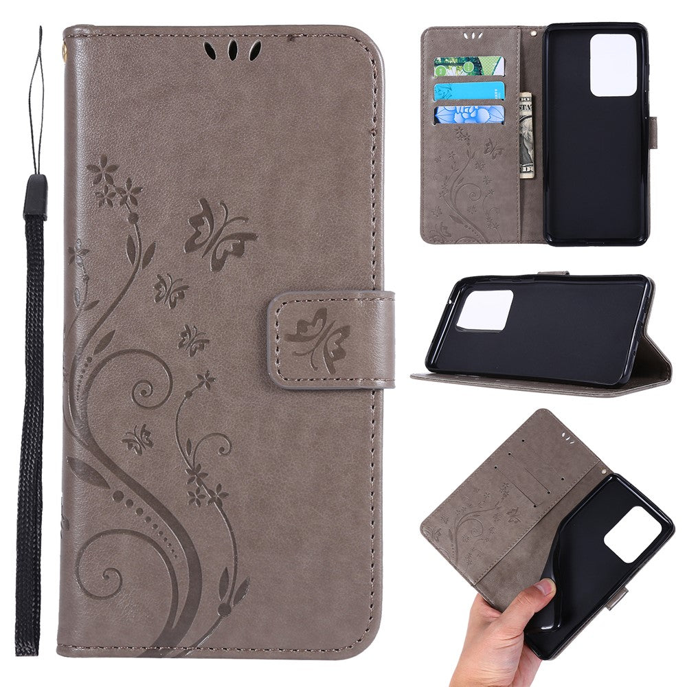 Imprint Butterflies Wallet Stand Flip Leather Phone Case for Samsung Galaxy S20 Ultra