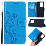 Imprint Butterflies Wallet Stand Flip Leather Phone Case for Samsung Galaxy S20 Ultra