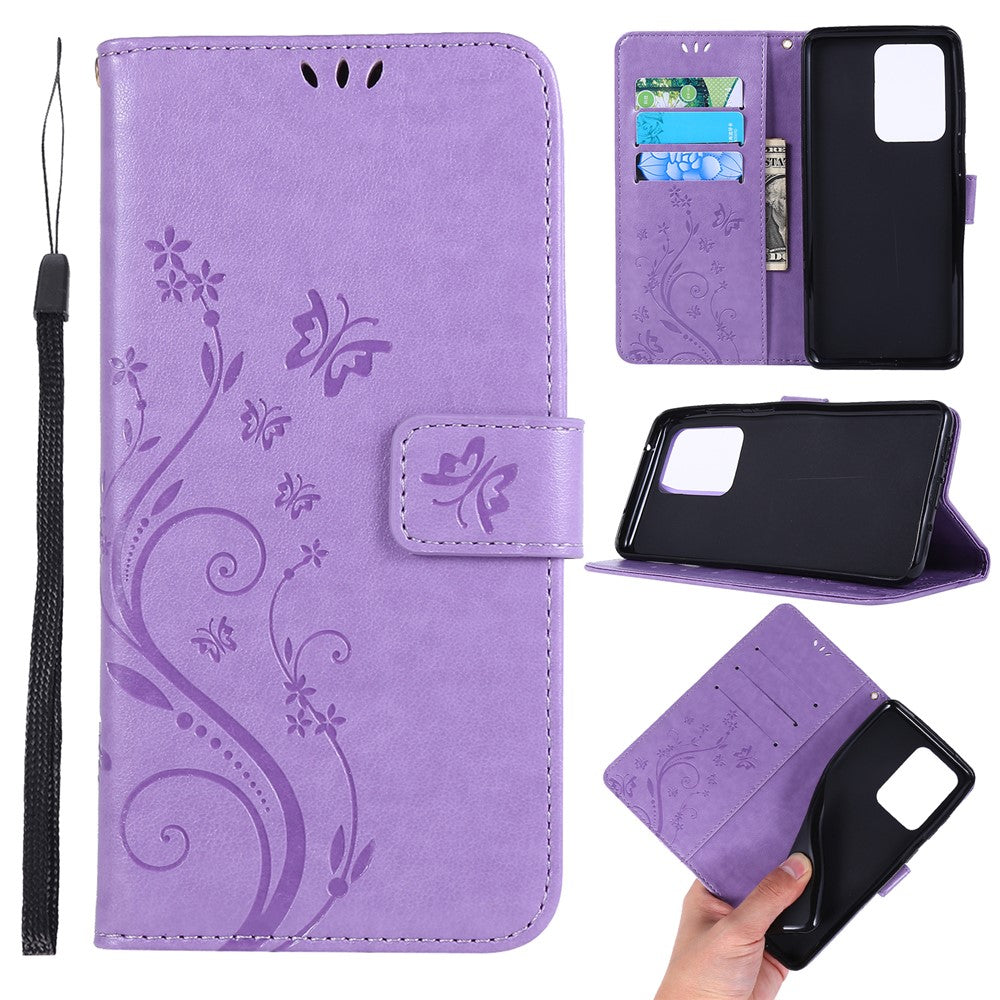 Imprint Butterflies Wallet Stand Flip Leather Phone Case for Samsung Galaxy S20 Ultra
